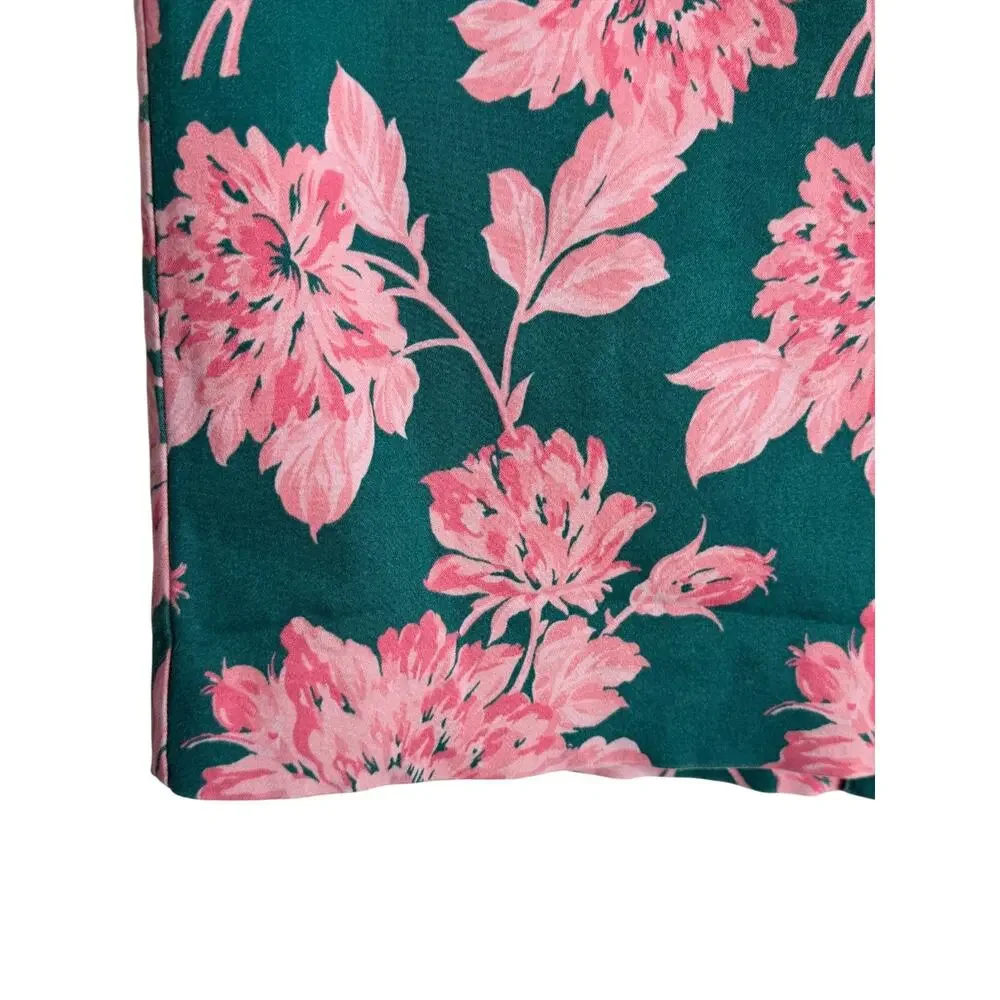 J.Crew Mercantile Green Pink Floral Pencil Skirt Size 4 Lined Stretch Cotton